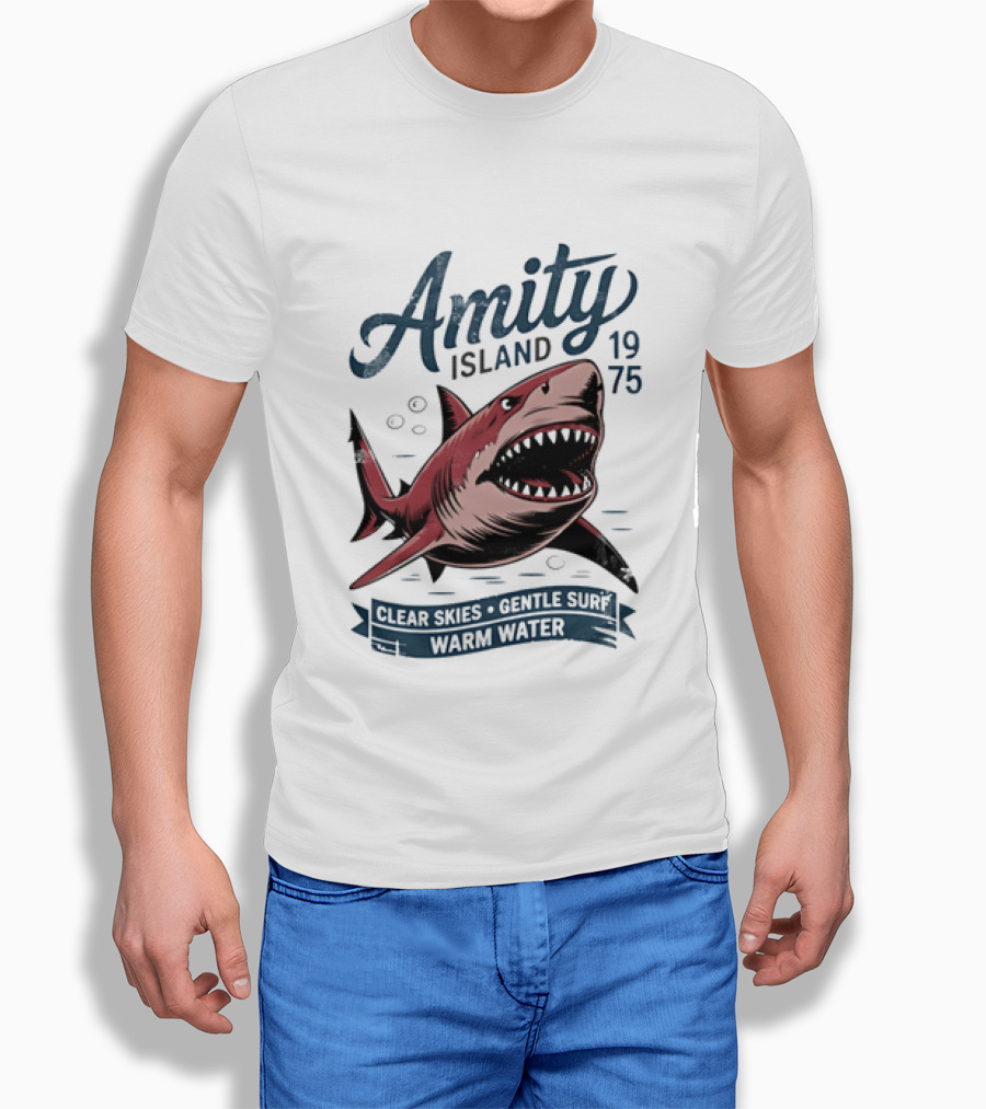 Amity Island 1975 Shark Clear Skies Gentle Surf Warm Water T-Shirt