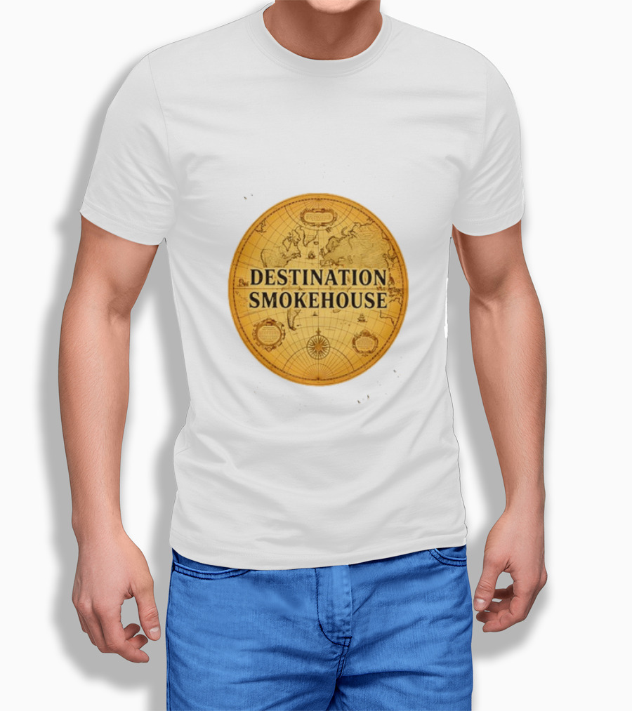 Destination Smokehouse No Teeth For This Meat Vintage Map T-Shirt