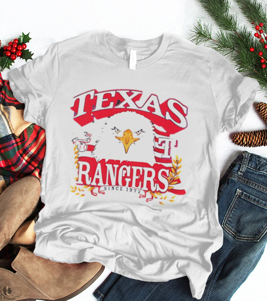 Texas Rangers Eagle American Flag Since 1972 T-Shirt