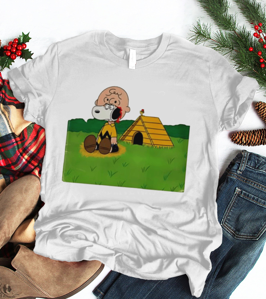 Snoopy Charlie Brown Midsommar Crossover Scene With Doghouse And Woodstock T-Shirt