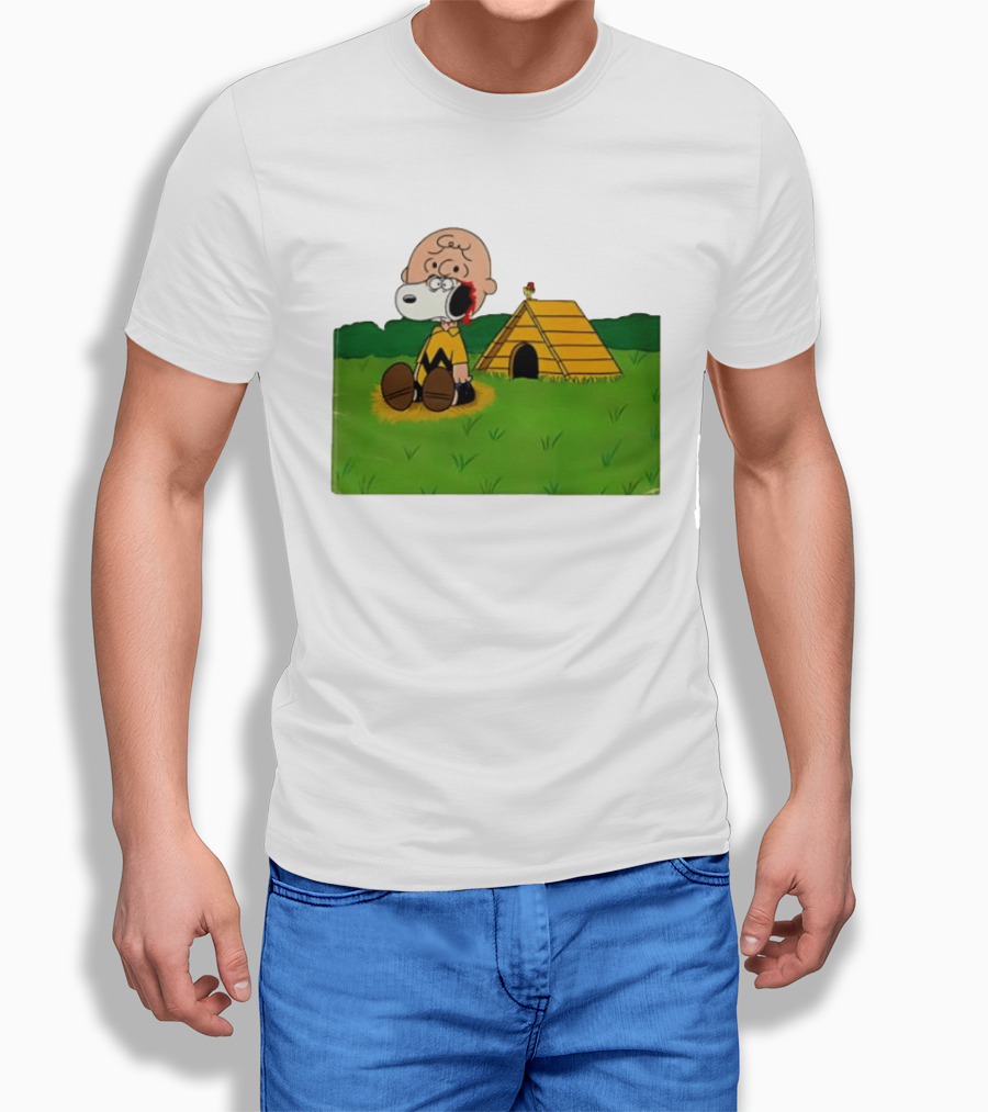 Snoopy Charlie Brown Midsommar Crossover Scene With Doghouse And Woodstock T-Shirt