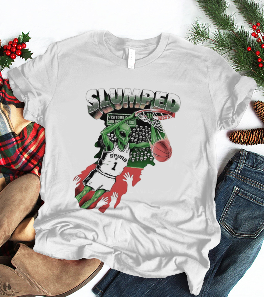 San Antonio Spurs NBA Alien Victor Wembanyama Slumped Basketball Visitors T-Shirt