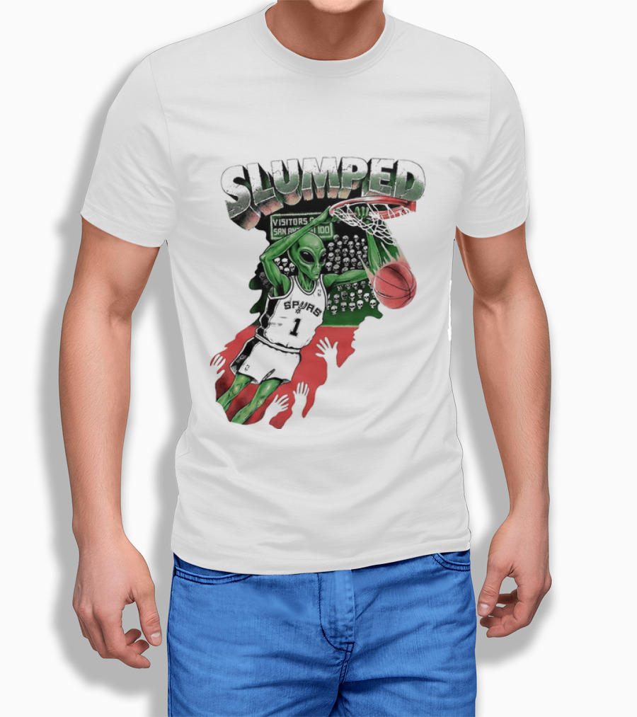 San Antonio Spurs NBA Alien Victor Wembanyama Slumped Basketball Visitors T-Shirt