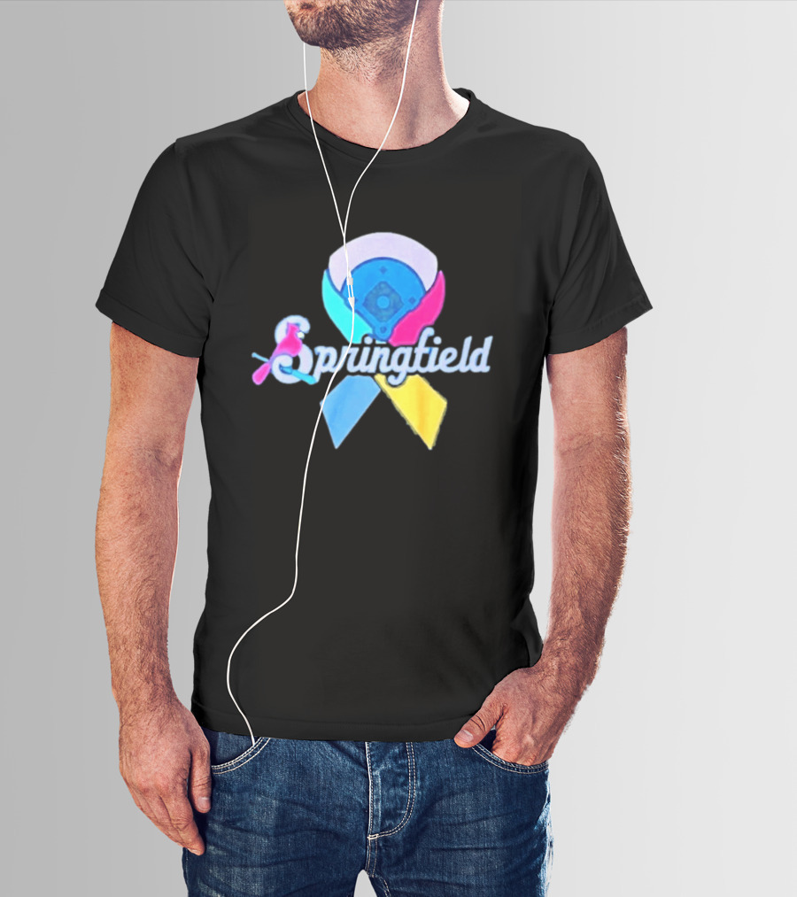 Springfield Baseball Ribbon Against Cancer Cardinal T-Shirt