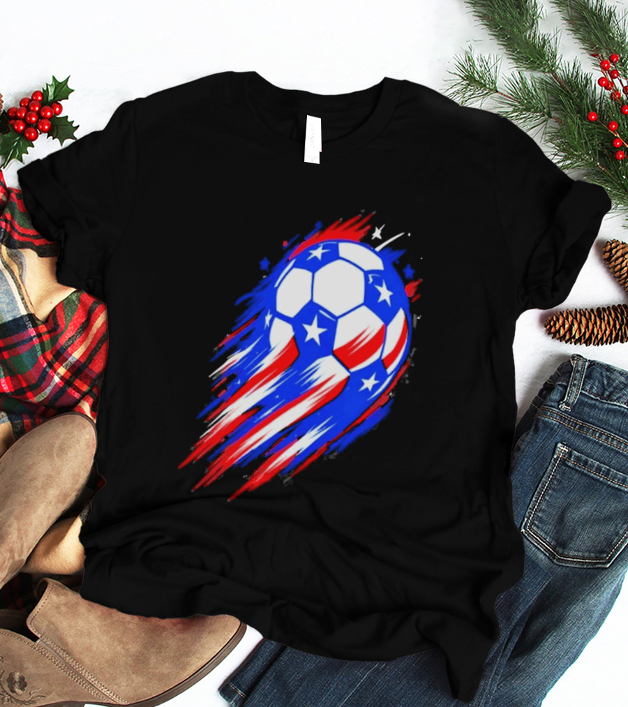 USA Cup 2026 Soccer Ball Stars And Stripes Brush Stroke T-Shirt