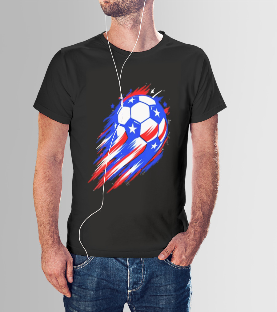 USA Cup 2026 Soccer Ball Stars And Stripes Brush Stroke T-Shirt