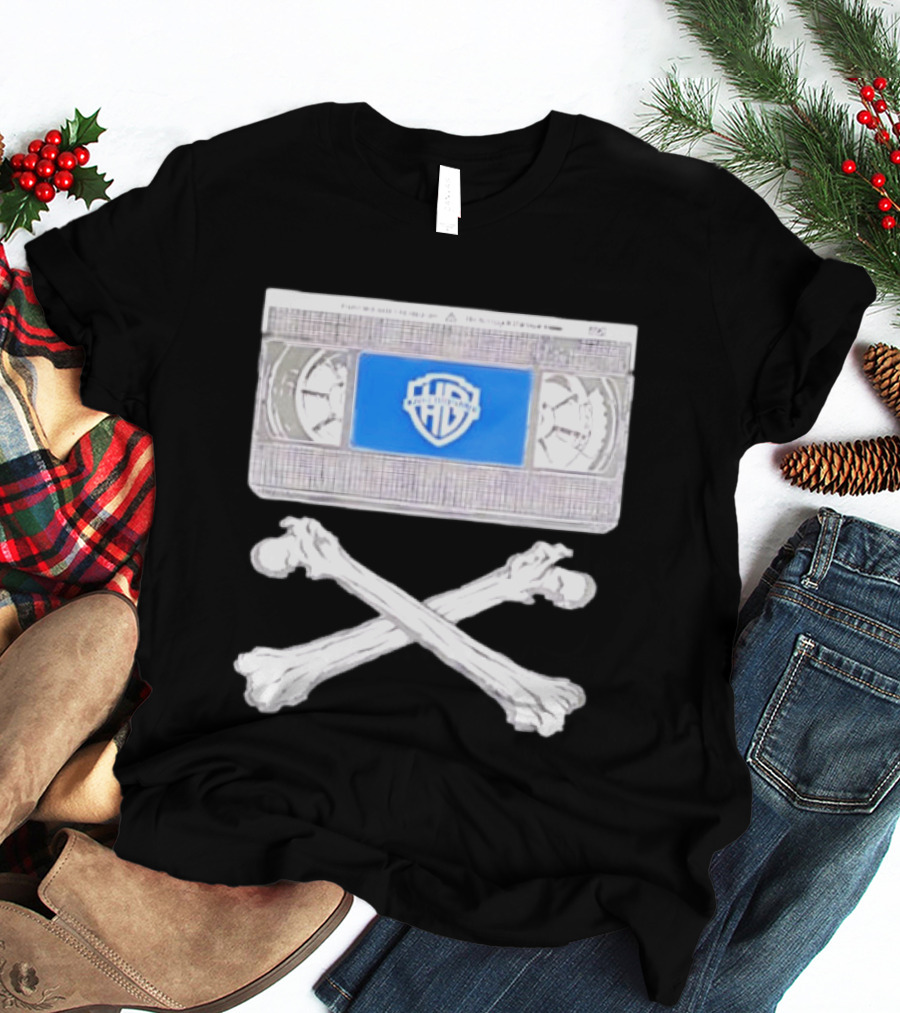 Warner Brothers VHS Tape Crossbones Skull T-Shirt