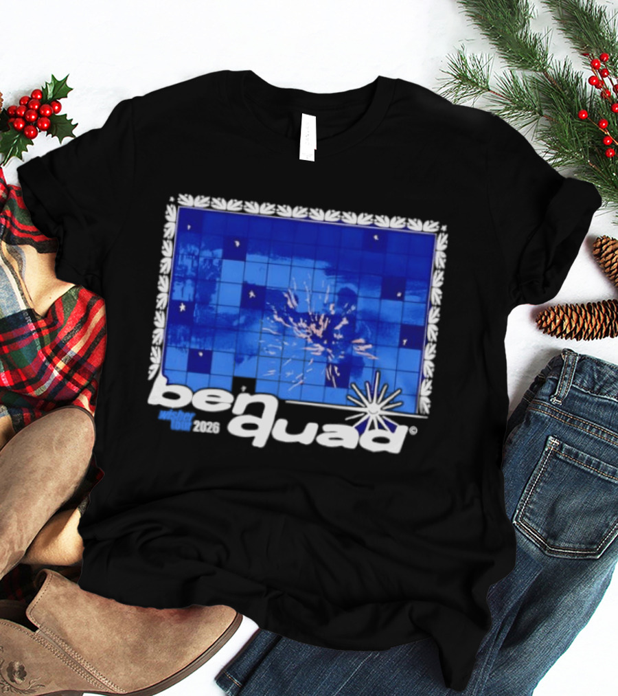 Ben Quad Wisher Tour 2026 Blue Tile Star Pattern Explosion T-Shirt