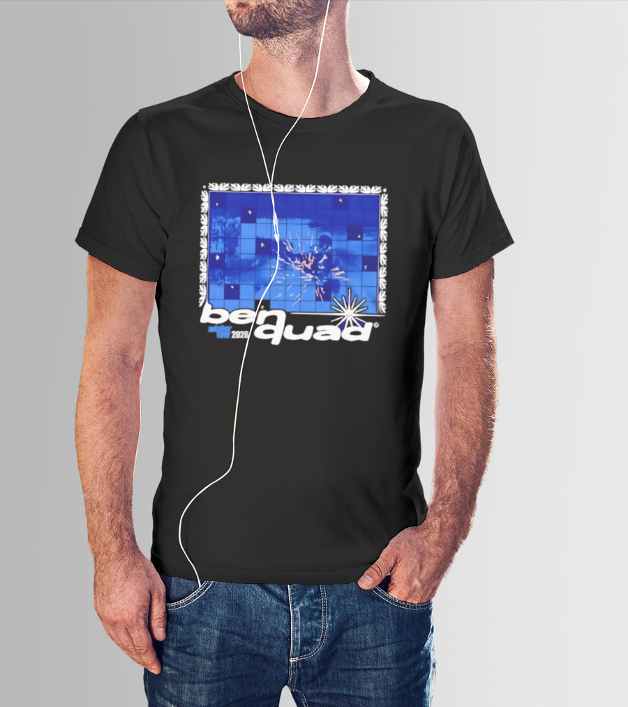 Ben Quad Wisher Tour 2026 Blue Tile Star Pattern Explosion T-Shirt