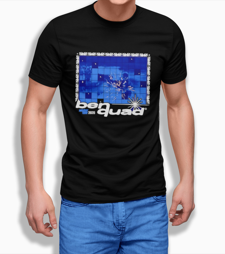 Ben Quad Wisher Tour 2026 Blue Tile Star Pattern Explosion T-Shirt
