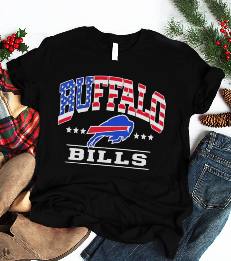 Buffalo Bills Stars And Stripes USA Flag Football Team T-Shirt