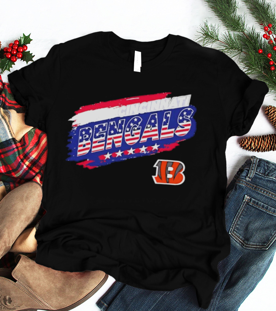 Cincinnati Bengals Stars And Stripes American Flag NFL Team Fan Gear T-Shirt