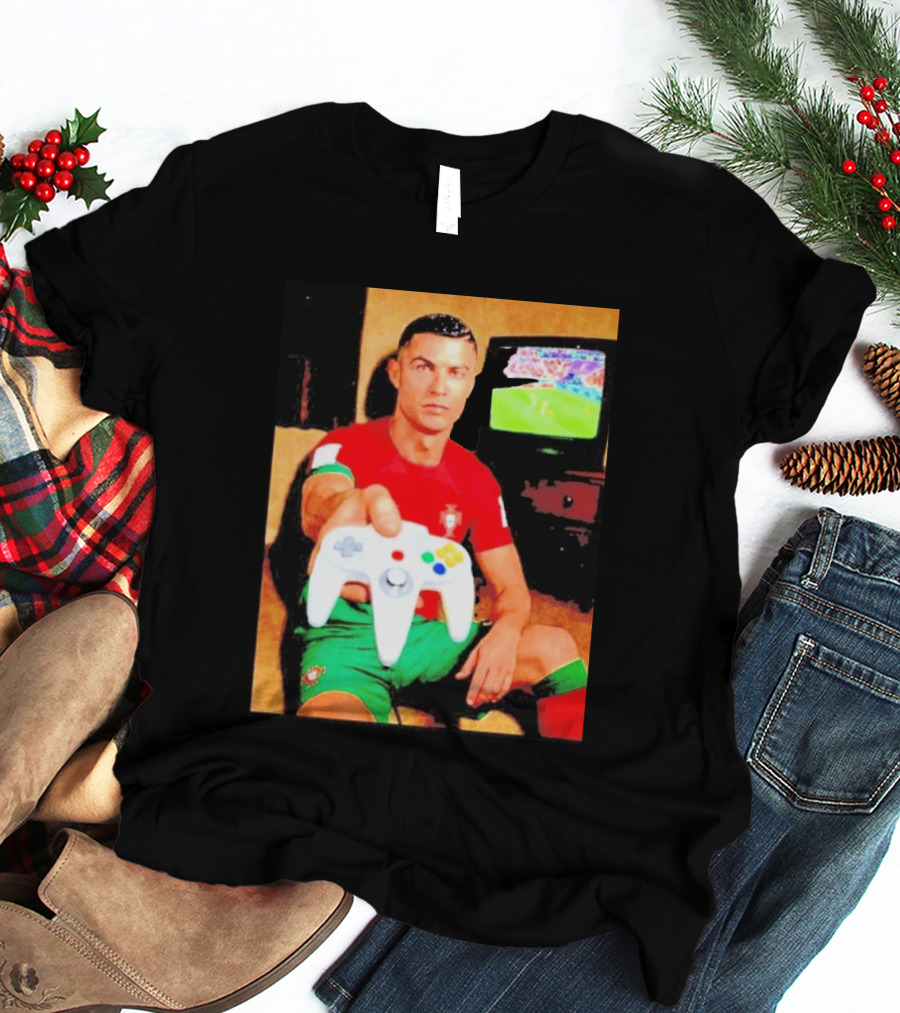 Cristiano Ronaldo Portugal National Team Soccer Gaming Controller Retro Gamer T-Shirt
