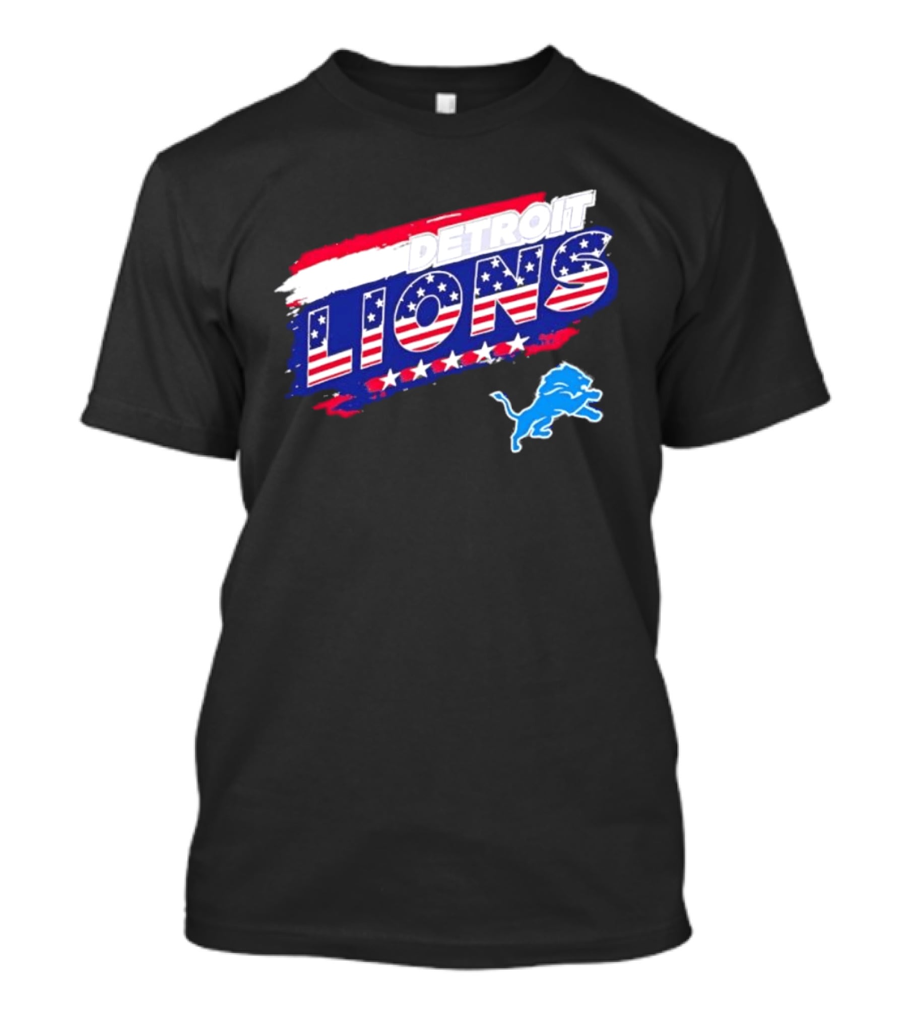 Detroit Lions American Flag Stars Stripes Patriotic NFL Team Spirit T-Shirt