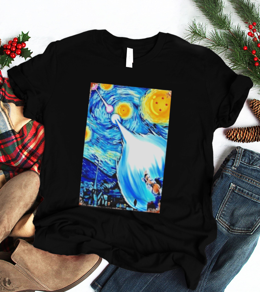 Goku Dragon Ball Z Kamehameha Wave Van Gogh Starry Night Fusion T-Shirt