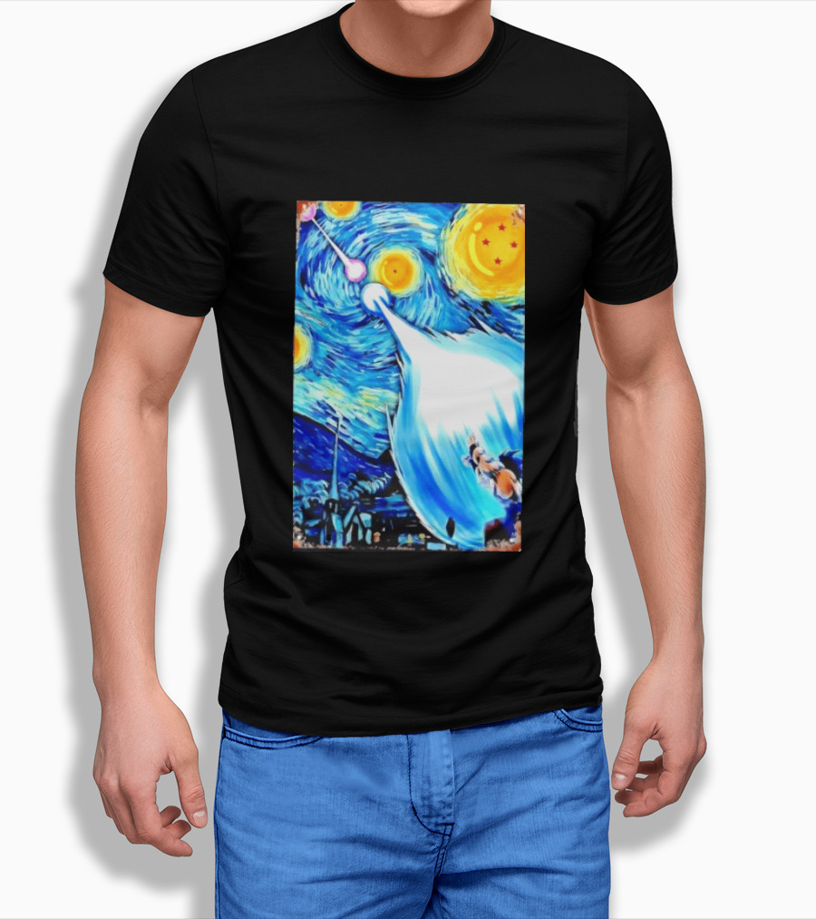 Goku Dragon Ball Z Kamehameha Wave Van Gogh Starry Night Fusion T-Shirt