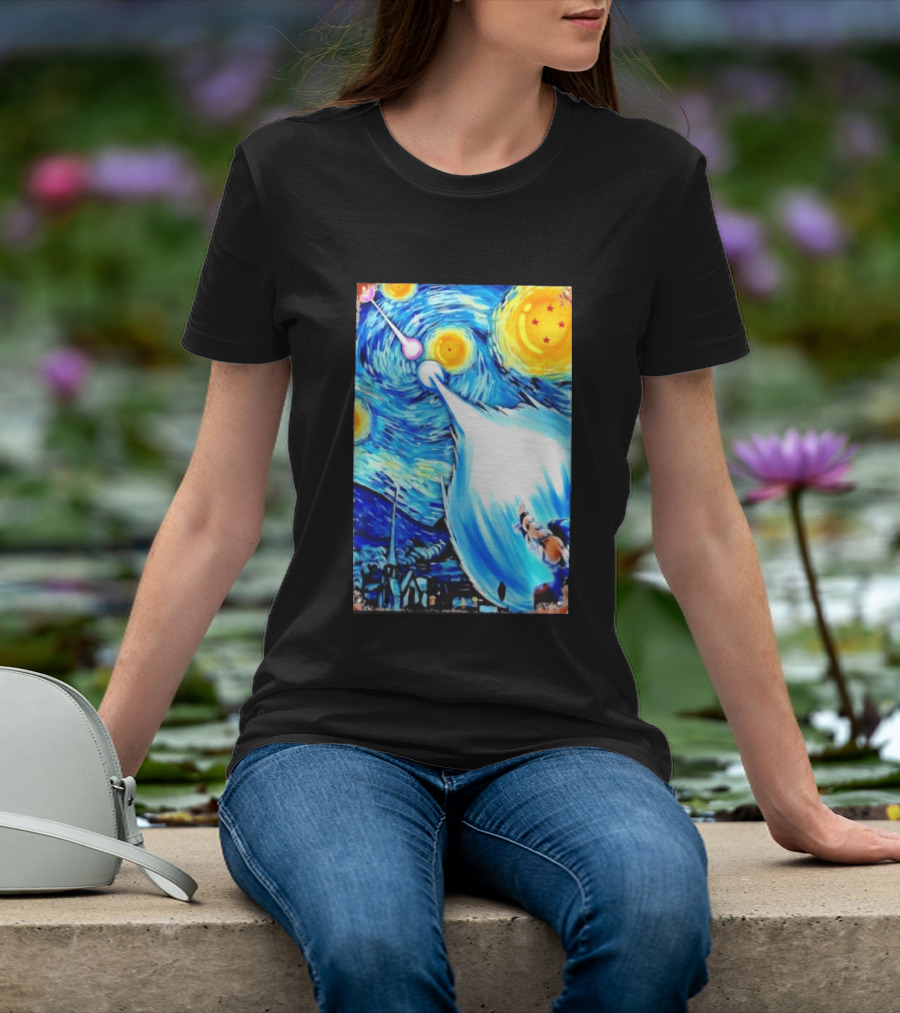 Goku Dragon Ball Z Kamehameha Wave Van Gogh Starry Night Fusion T-Shirt