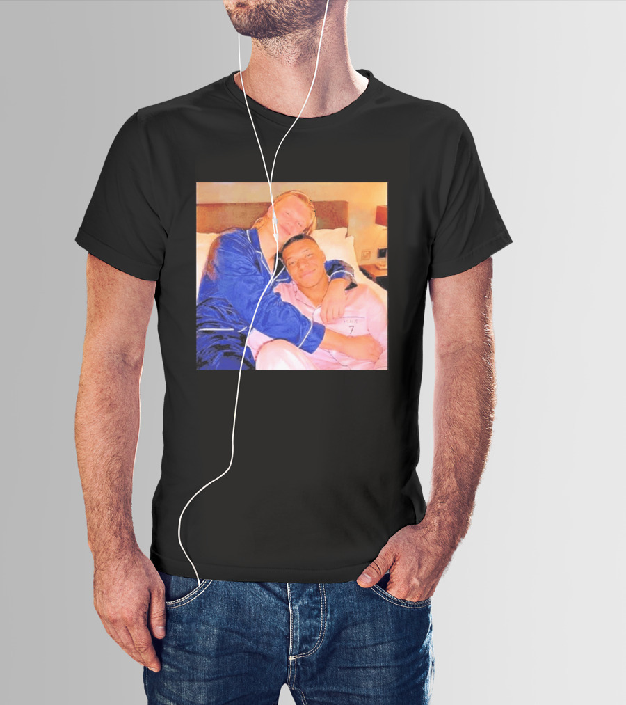 Kylian Mbappé Erling Haaland Pajama Party Soccer Stars Relaxing Together T-Shirt