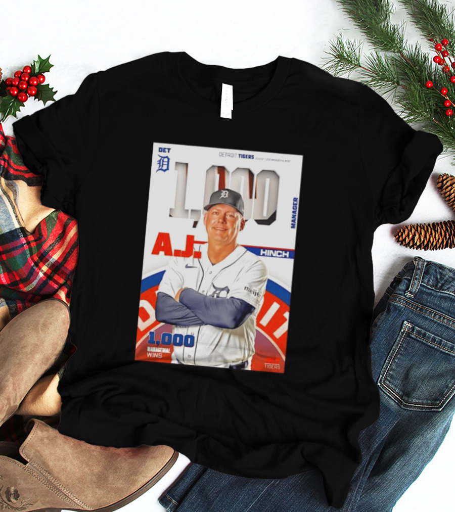 DET Detroit Tigers A.J. Hinch 1000 Managerial Wins T-Shirt
