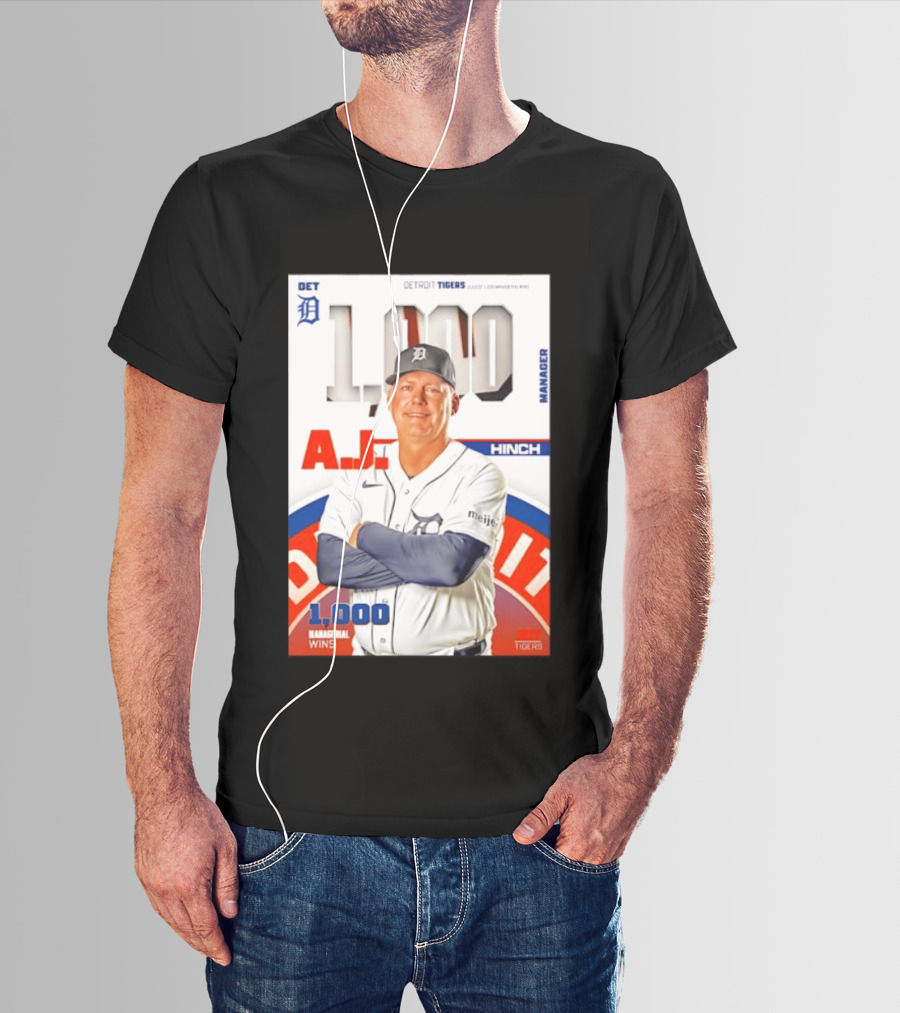 DET Detroit Tigers A.J. Hinch 1000 Managerial Wins T-Shirt