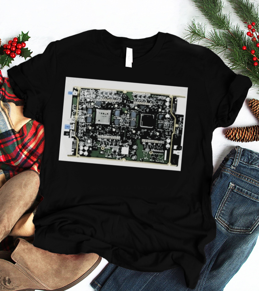 Tesla HW4 Brain Circuit Board Computer Chip Technology T-Shirt