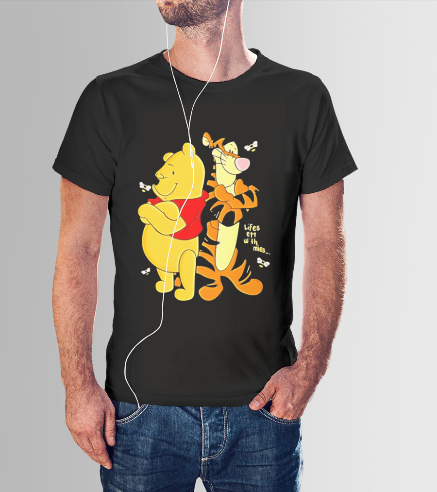 Lifes Better With Homies Winnie The Pooh And Tigger Bees T-Shirt