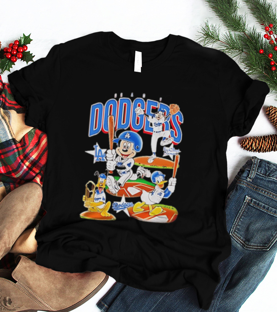 MOONLANDGOODS 2020 Mickey Goofy Pluto Donald Baseball Team Los Angeles Dodgers T-Shirt