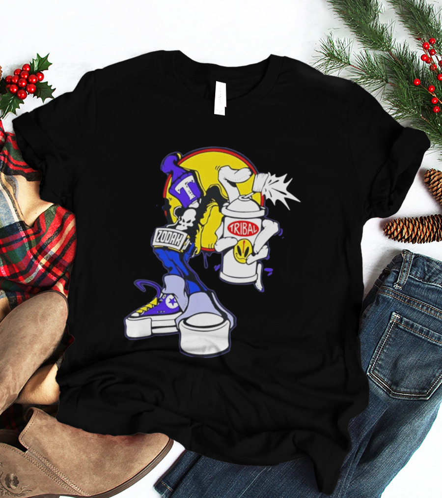 Tribal Zodak Graffiti Urban Streetwear Style Retro Hip Hop T-Shirt