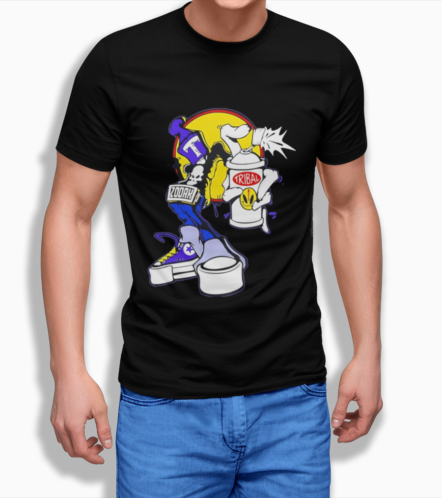 Tribal Zodak Graffiti Urban Streetwear Style Retro Hip Hop T-Shirt