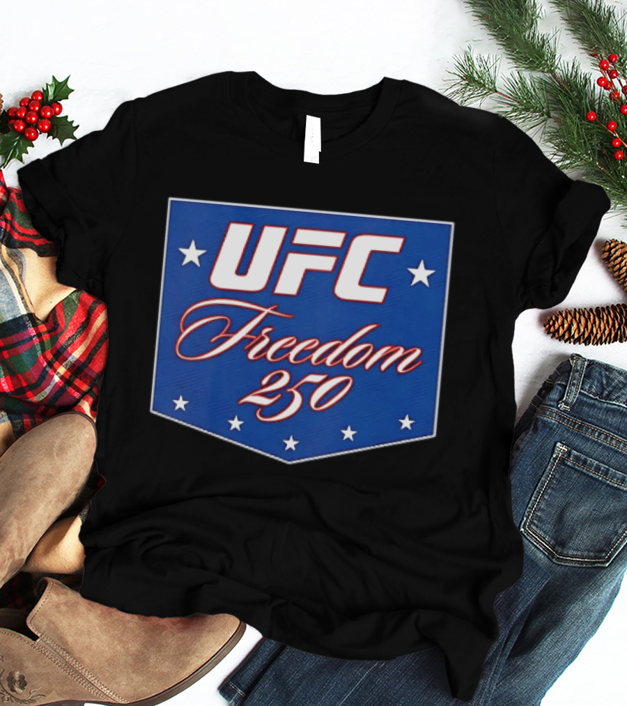 UFC Freedom 250 Stars And Script On Blue T-Shirt