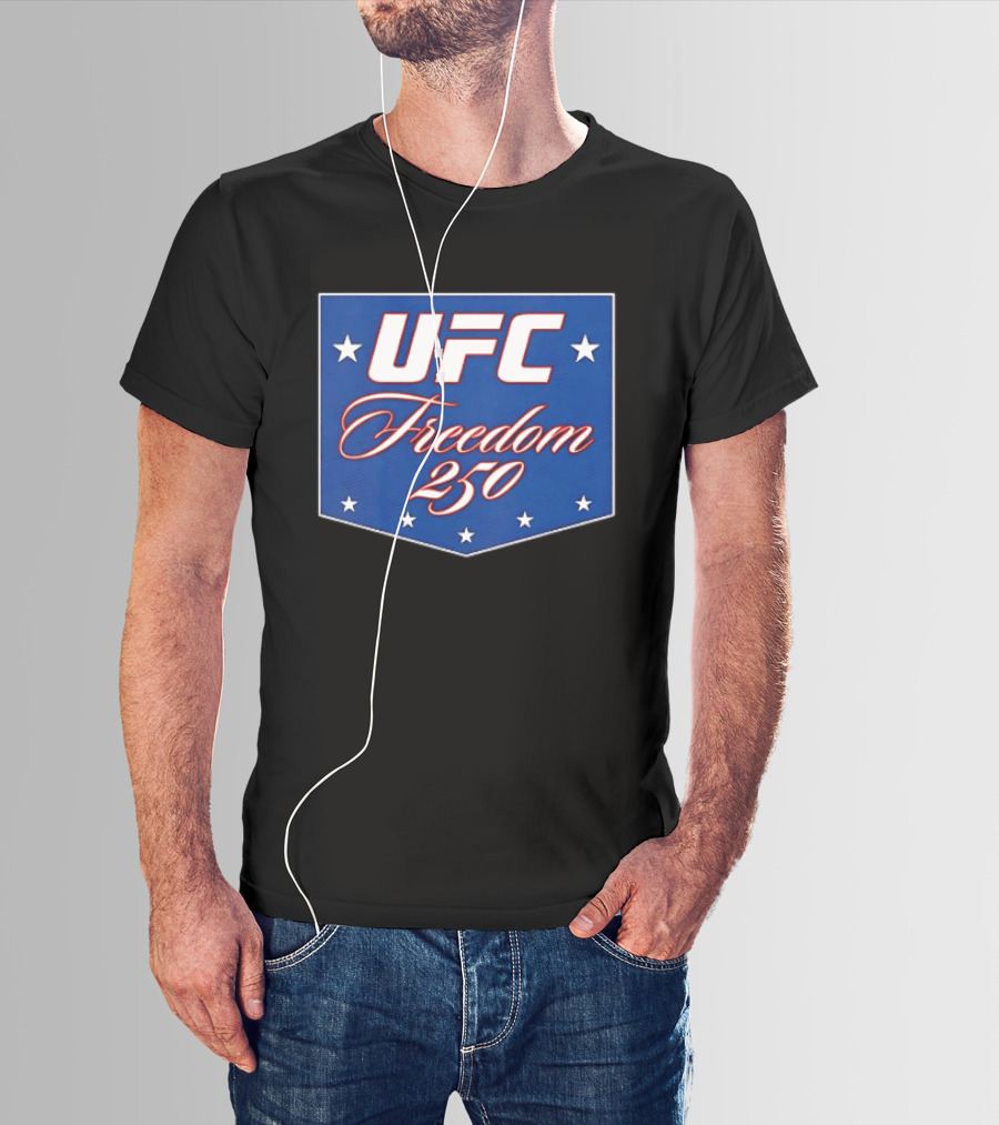UFC Freedom 250 Stars And Script On Blue T-Shirt