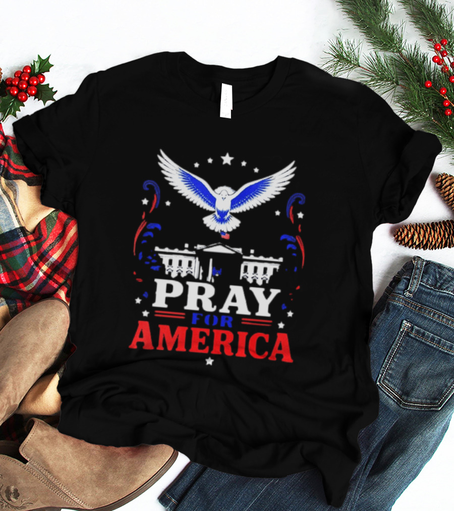 Pray For America White House Dove Patriotic T-Shirt