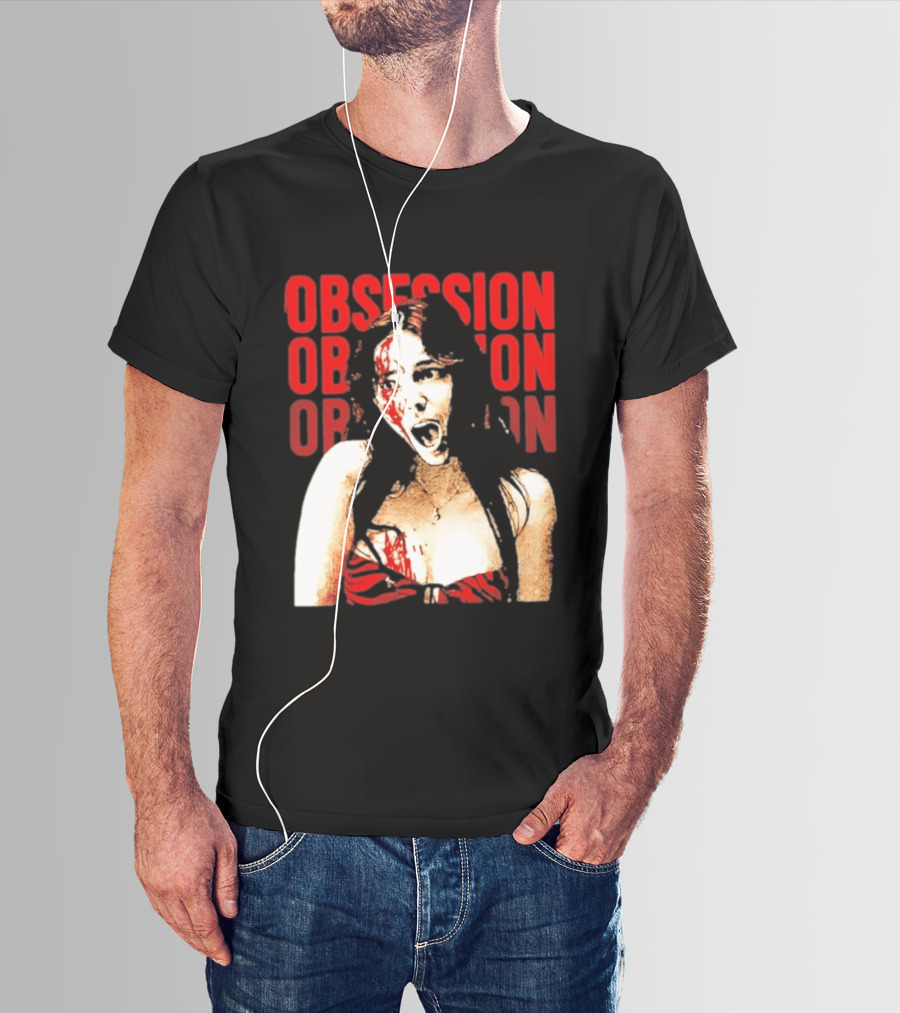Obsession Screaming Woman Bloody Top Repeated T-Shirt