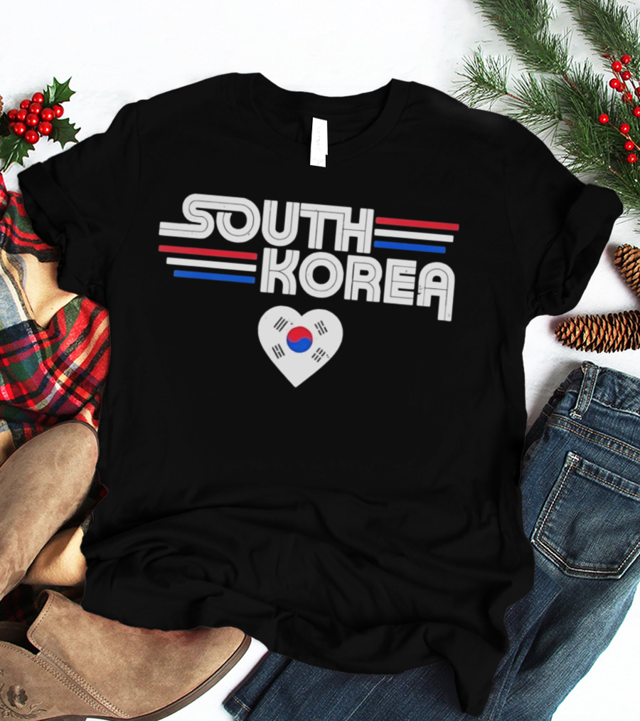 South Korea Heart Flag With Red And Blue Stripes T-Shirt