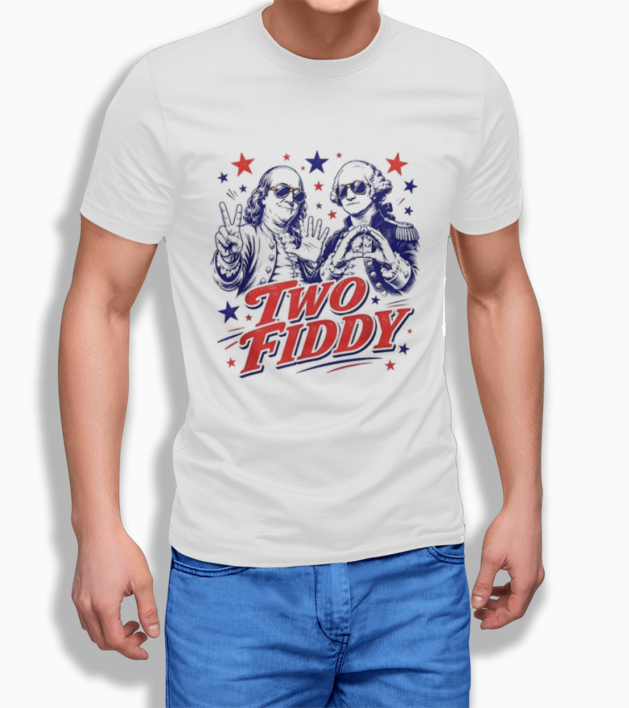 Benjamin Franklin George Washington Two Fiddy America 250 Years Anniversary Celebration T-Shirt