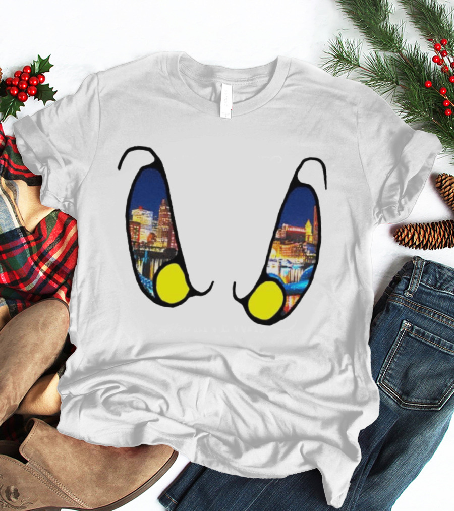 Boston Nightlife Cityscape Reflection In Eyes T-Shirt