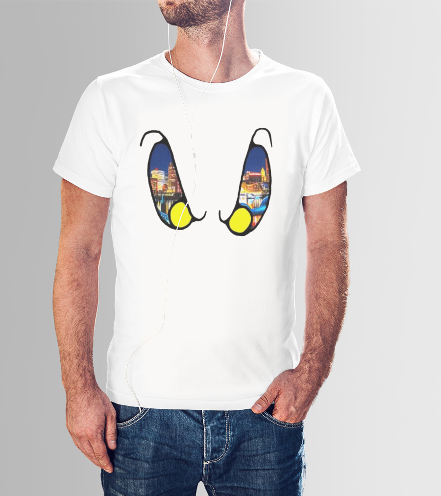 Boston Nightlife Cityscape Reflection In Eyes T-Shirt