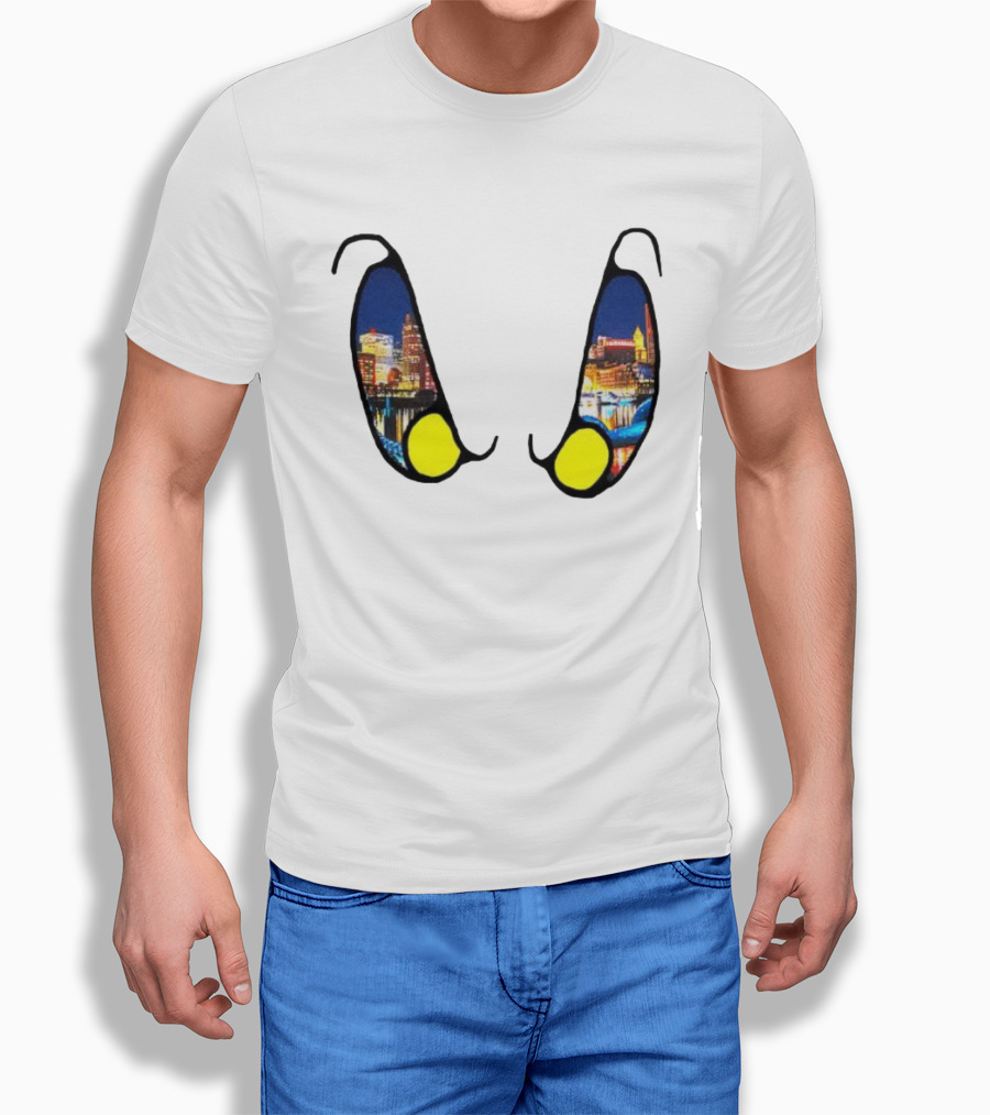 Boston Nightlife Cityscape Reflection In Eyes T-Shirt