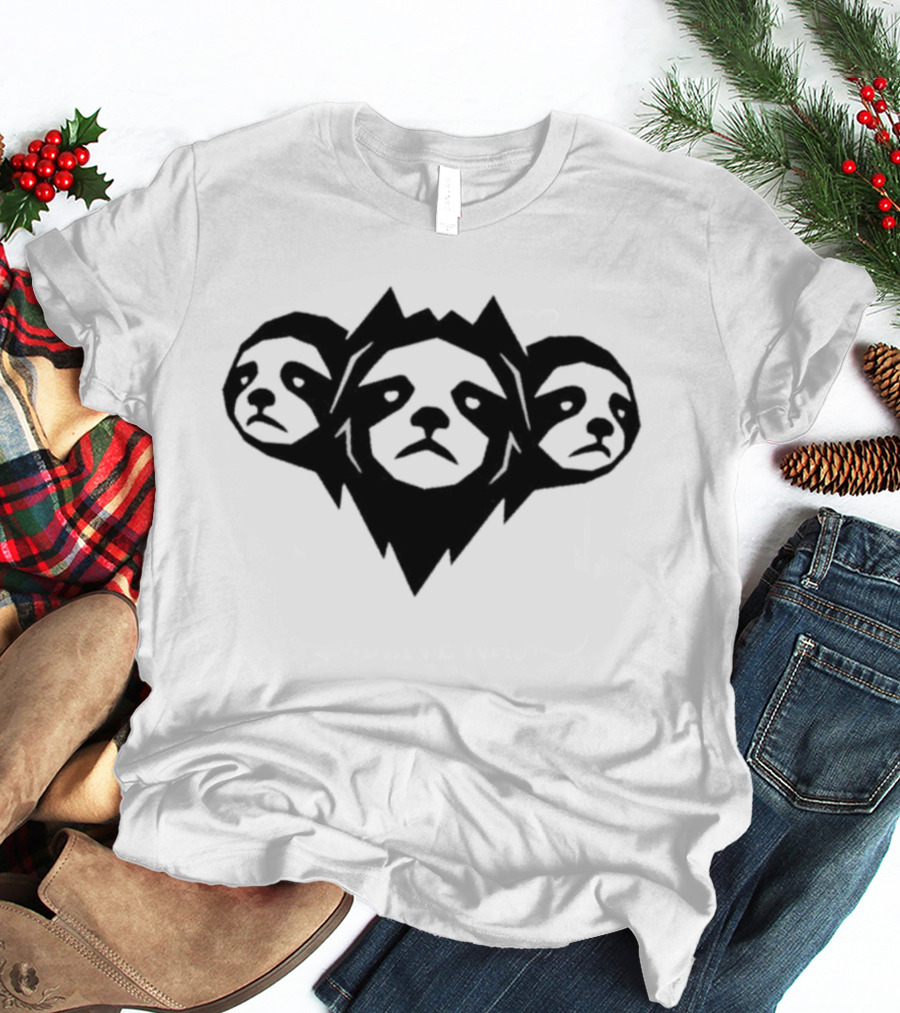 Cyber Sloth Geometric Minimalist Animal Faces Trio T-Shirt