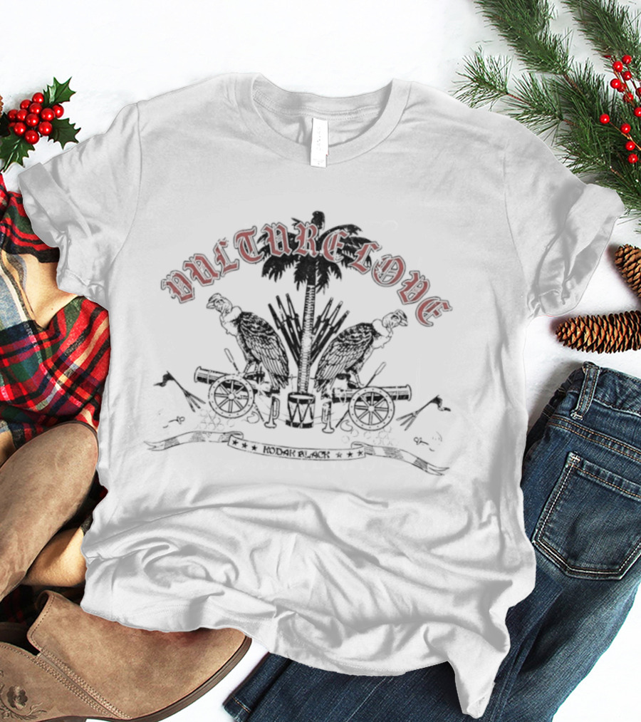 Vulture Love Cannons Palm Trees Black And White T-Shirt