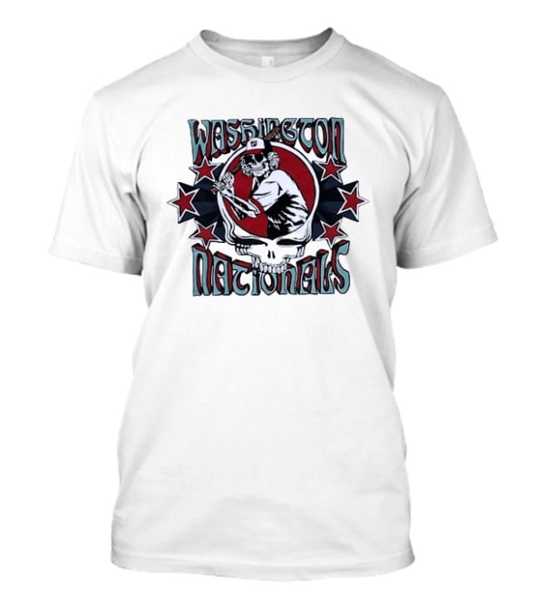 Nostalgic Washington Nationals Baseball Skeleton Batter Star T-Shirt