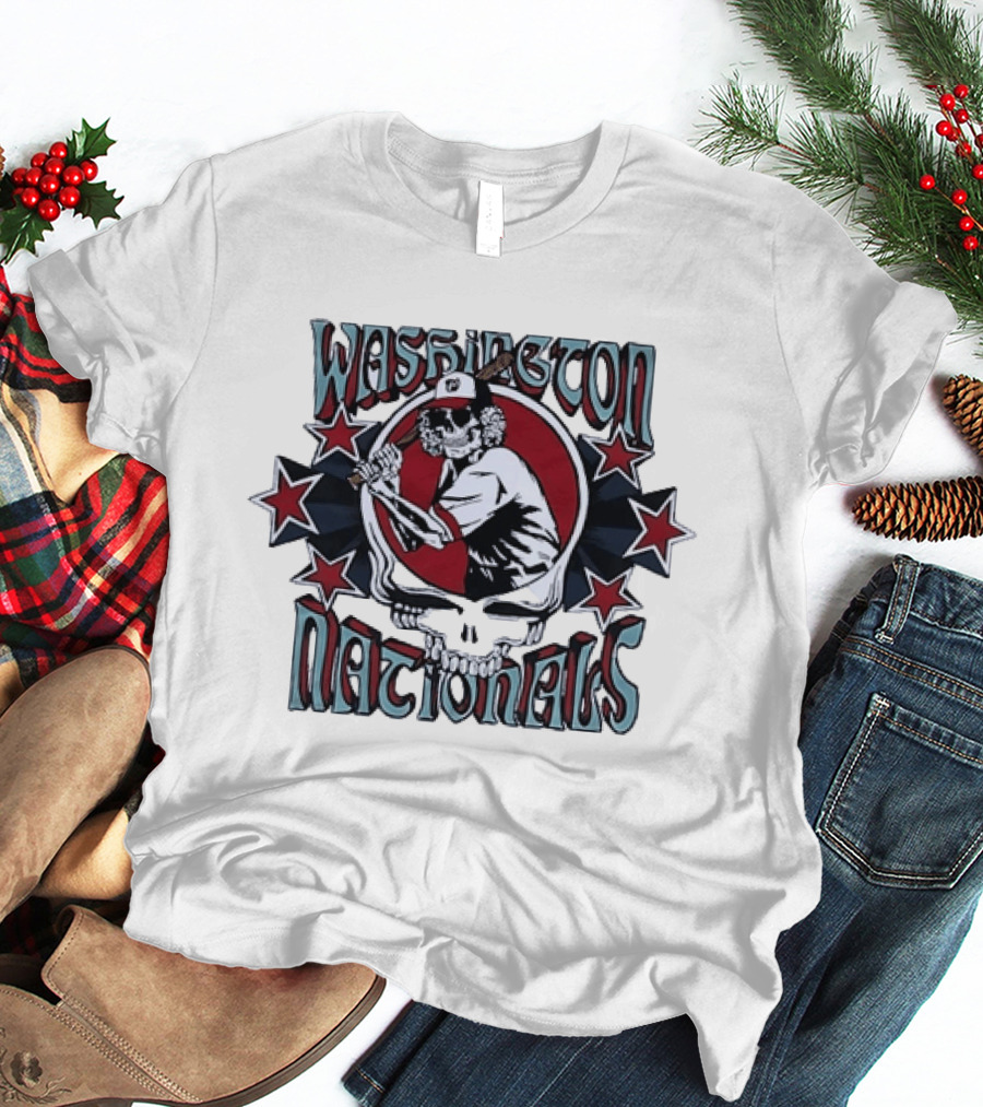 Nostalgic Washington Nationals Baseball Skeleton Batter Star T-Shirt