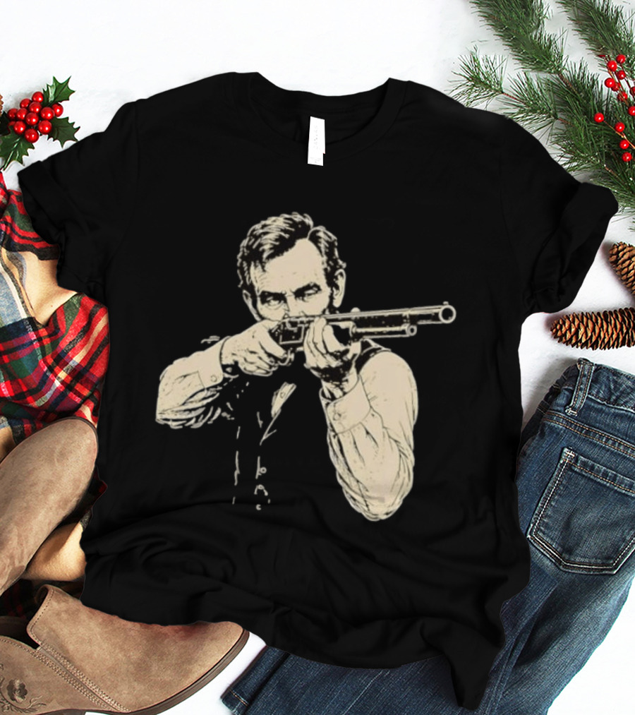 Abraham Lincoln With Lever Action Rifle Famous United States President T-Shirt