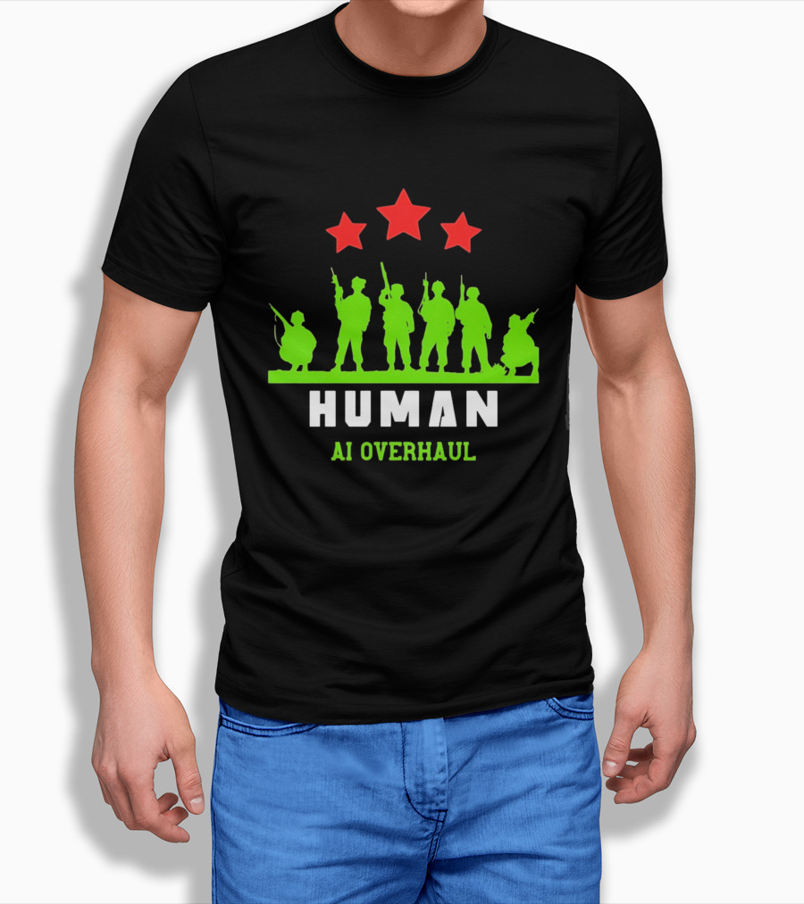 AI Overhaul Human Soldiers With Red Stars T-Shirt