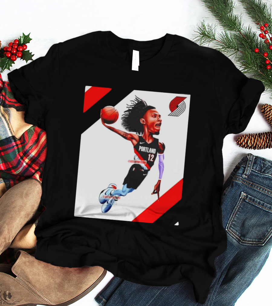 Portland Trail Blazers Ja Morant Crossover Art Dunking Basketball Player Jersey 12 T-Shirt