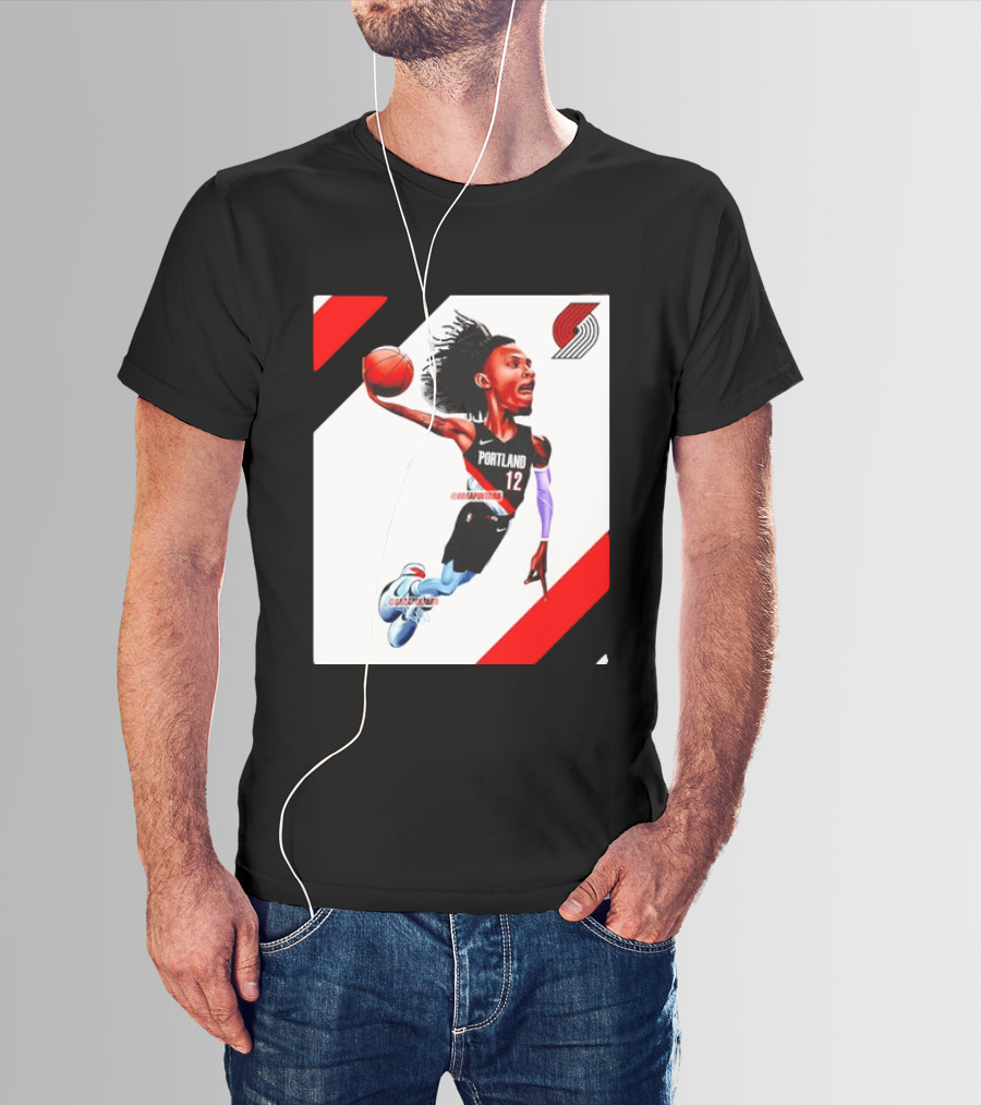 Portland Trail Blazers Ja Morant Crossover Art Dunking Basketball Player Jersey 12 T-Shirt