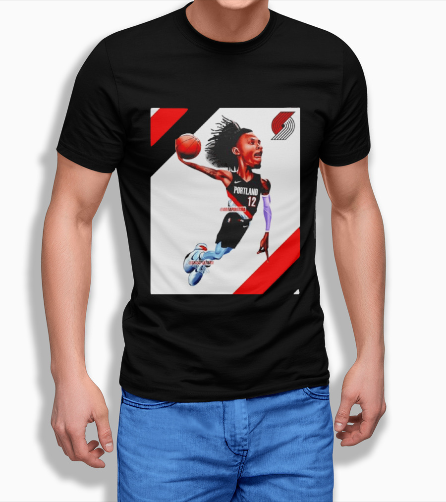 Portland Trail Blazers Ja Morant Crossover Art Dunking Basketball Player Jersey 12 T-Shirt