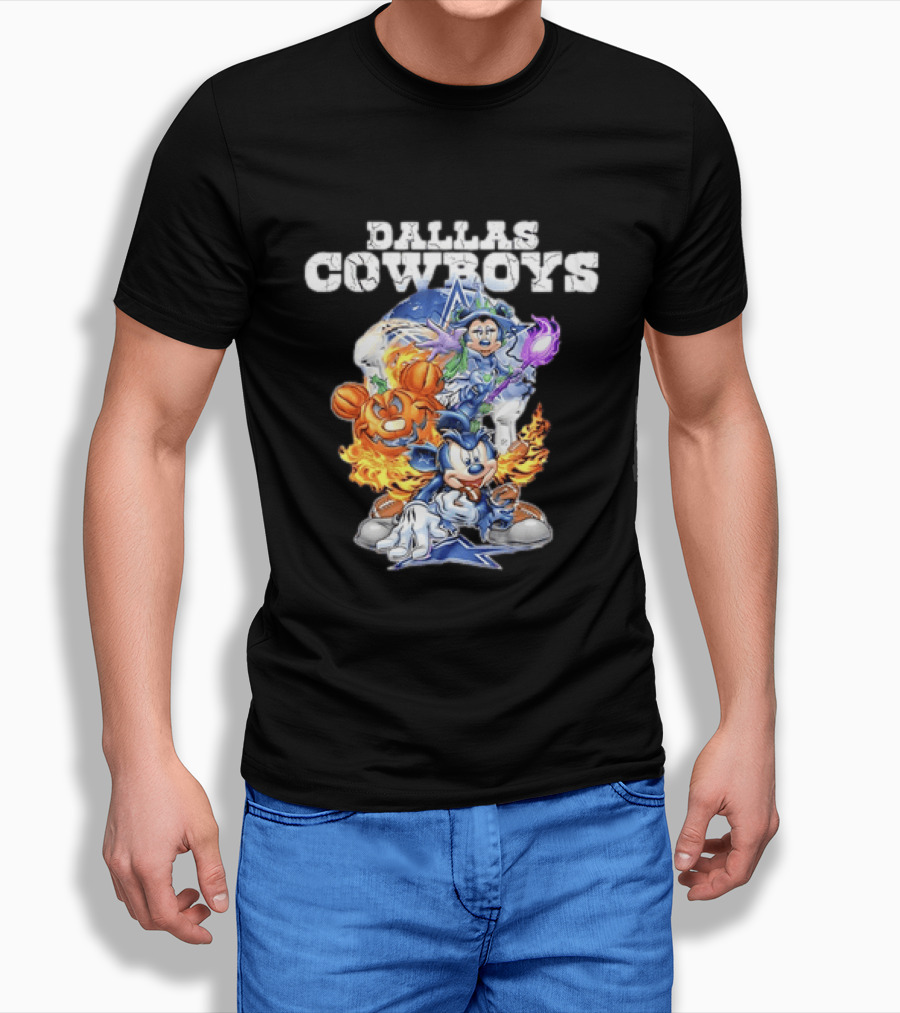 Dallas Cowboys Disney Halloween Mickey Pumpkin Magic Collaboration T-Shirt