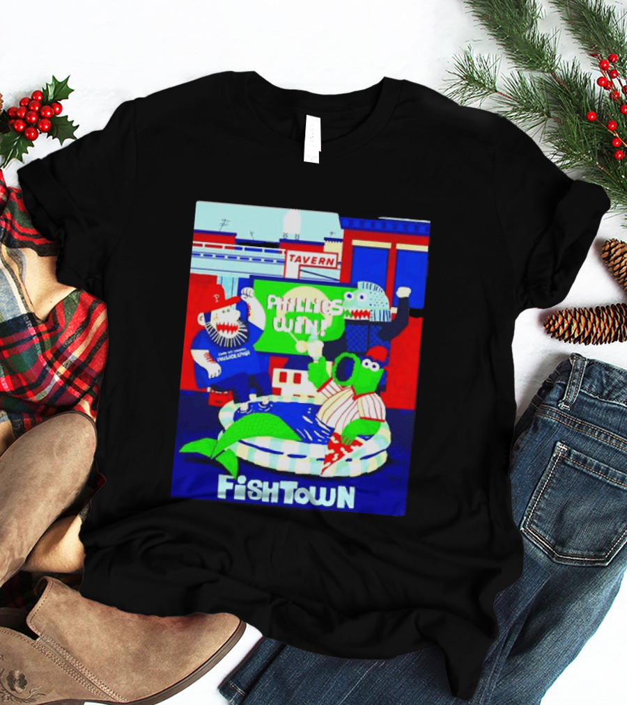 Phillies Win City Of Neighborhoods Fishtown Phillies Phanatic Tavern Scene T-Shirt