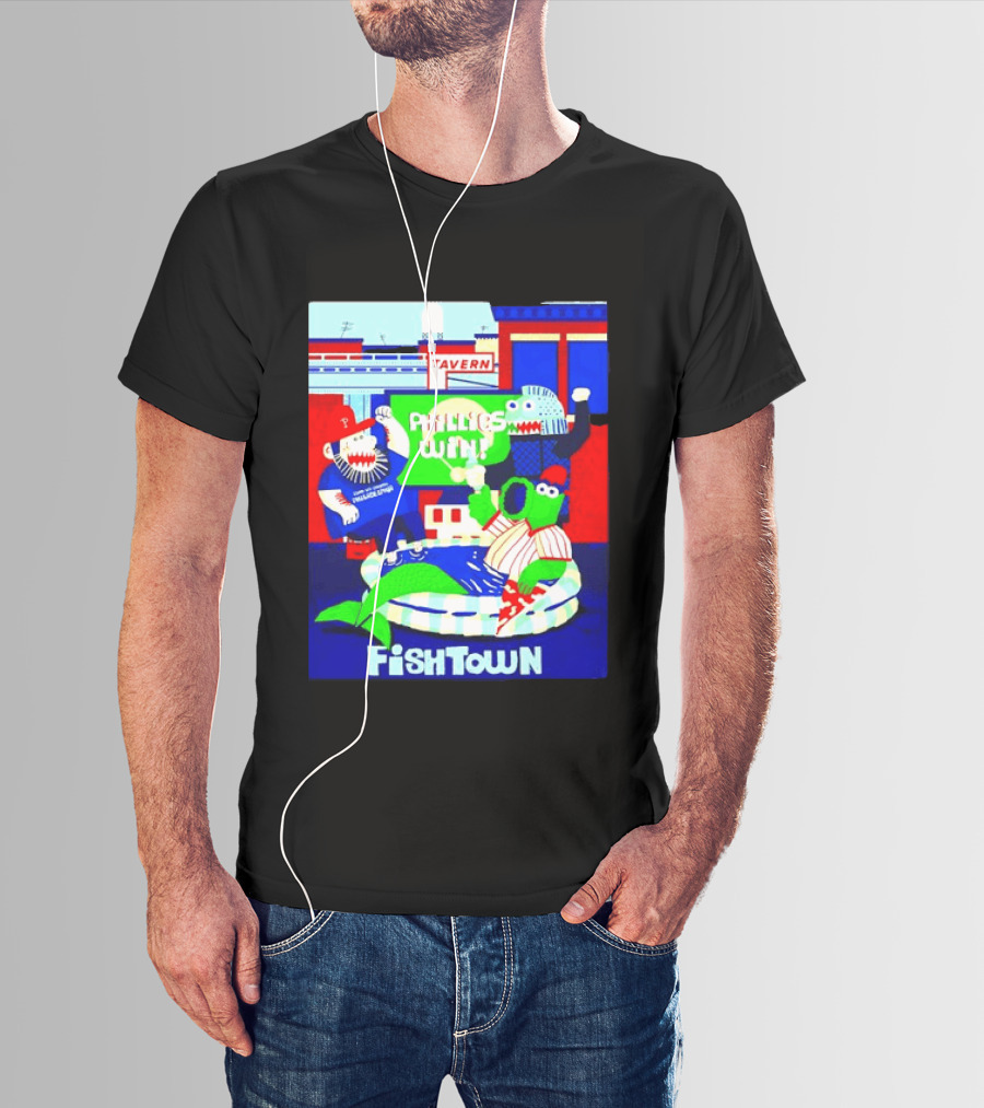 Phillies Win City Of Neighborhoods Fishtown Phillies Phanatic Tavern Scene T-Shirt